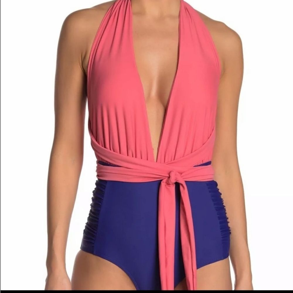 Nicole Miller Convertible One Piece Swim Suit New Size L